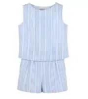GABBY Stripe Lined Cross-Back Top/Shorts Set - Blue/White - NWT Girls 8