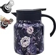 Peshoriadm Teapot, Kelansu Tea Pot, Doresty Thermos Tea Pot, Vintage Floral Pattern Insulated Teapot Built-in Infuser, Long-Lasting Heat Preservation,for Camping, Travel, Home (G)