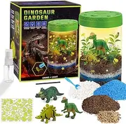 Dinosaur Terrarium Set with 3 Mini Dinos & Night Light, Creative Plant Kit for Children from 5-12 Years, Birthday Gift