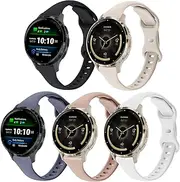 5 Pack Slim Silicone Watch Bands Compatible with Garmin Venu 3S /Vivoactive 4S /Venu 2S / Vivomove 3S, 18mm Thin Soft Narrow Sport Replacement Wristband Straps for Garmin Forerunner 255s/265S