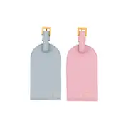 2pc Splosh Wedding Mr & Mrs Pink/Blue Leather Suitcase Luggage Identifier Tag