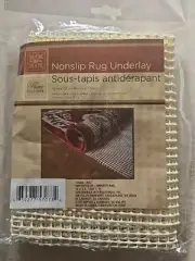 HOME COLLECTION RUG UNDERLAY NONSLIP 18"x28" For All Floors Beige Grid