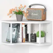 White Corner Floating Shelf Wall Mounted, Pine Wood Shelves 90° Corner