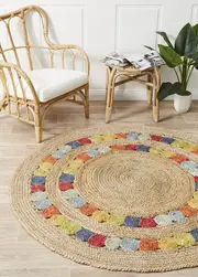 Rug Culture Multi Hand Braided Jute Bohemian Flatwoven Round Rug