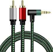 OUGCYG RCA to 3.5mm Cable 2m,Phono Mini Jack Stereo Lead Gold-Plated Red and White Aux Headphone Cord RCA Audio Y Splitter Compatible with Hi-Fi Amplifier Speaker DJ TV Car (2m)