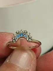 New 100% Authentic PANDORA 925 Celestial Blue Sparkling Moon Ring Size 7-8-9