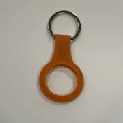AirTag TPU Case Holder (Leather Finish) With Metal Keychain- Orange