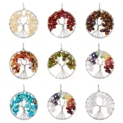 10pc Tree of Life Big Pendants Mixed Stone Bead Charms Necklace Making 50~64mm