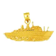 14K Gold Luxury Cruise Ship Making Waves Pendant