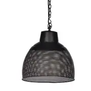 Riva Small 1 Light Perforated Iron Dome Pendant - Matt Black/Gold - ZAF10400