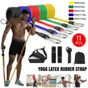 11x Yoga Strap Latex Resistance Bands Exercise Home Gym Tube Fitness Elastic OZ