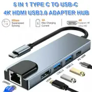 5 in 1 USB-C Hub Type C To USB 3.0 4K HDMI PD Adapter For iPhone Macbook Pro/Air