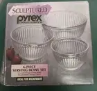 VTG 1994 Pyrex Sculptured 6 Piece Serving Bowl Set With Lids Sealed