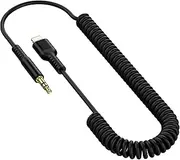 iPhone Aux Cord, Aux to 3.5mm Coiled Lightning Cable Auxiliar Audio Male Cable for iPhone 14 Pro Max 13 12 11 XS XR 8 Plus, Mfi Certified Apple Auxiliary Ox Wire for Car Home Stereo Speaker Headphone