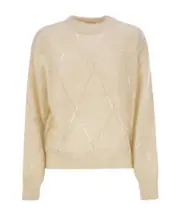 Brunello Cucinelli Sequin Embellished Crewneck Knitted Jumper XS Light beige