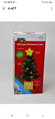 Super Mario Bros Super Star LED Light-Up USB Desktop Block Christmas Tree NEW