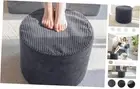 Round Stuffed Pouf Ottoman, Corduroy Poufs with High-Density Foam Filling,