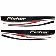 Fisher Boat Graphic Decals H170SC | 116 1/2 x 21 Inch Black Red (2PC)