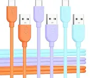 Cable Matters 3-Pack Soft USB to USB C Cable - 0.3m, Short USB A to USB C Cable for Fast Charging, Multi-Color