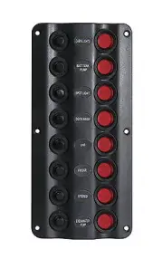 MARINE BOAT SPLASHPROOF WAVE DESIGN 8 GANG SWITCH PANEL UL LED INDICATOR