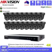 Hikvision 12MP 16CH Security CCTV System 16 POE NVR 4K 8MP Mic Camera Acusense