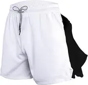 bondoo Workout Running Shorts for Men - Workout Gym Shorts with Pockets - Men's Athletic Shorts for Running, Walking, Cycling, Boxing, Squatting, Weight Lifting White