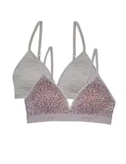 Girls' Seamless Soft Cup Bra, 2-Pack 32 Multi Leo/Grey Heather