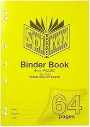Spirax P120 A4 Binder Book with 8MM Ruling & Yellow PP Cover (64 Pages)