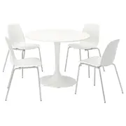 DOCKSTA / LIDÅS table and 4 chairs, white white/white chrome-plated, 103 cm