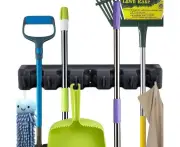 Broom Mop Holder, Wall Mount, Mop Holder, Mop and Broom Holder Organiser, Wall Rack Rake, Broom Mop Rack, Organiser Rail Wall Holder