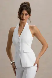 Tecla | White Button-Up Tailored Top