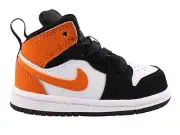 Jordan 1 Mid (TD) Toddler Sneakers Black/Starfish-White Size: 4c NIB