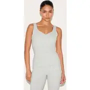 Petite Grey Marl Longline Sculpt Padded Sports Bra, Grey Marl