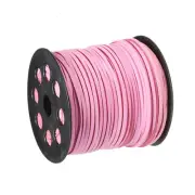 98.42 Yards 2.6mm Flat Leather Cord Suede String for DIY Crafts, Pink 1 Roll