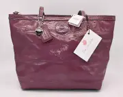 Coach Patent Leather Sis Stitch Tote Bag in Berry