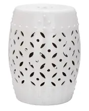 Safavieh White Lattice Coin Garden Stool