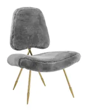 Modway Ponder Upholstered Sheepskin Fur Lounge Chair