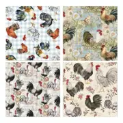 Country Kitchen Ceramic Coasters Roosters and Chickens Set 4
