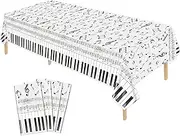 4 Pack Musical Notes Tablecloths 86.6 x 51.2Inch Reusable Rectangular Music Tablecovers Piano Key Table Cover Musical Notes Theme Birthday Party Decoration for Music Party Decorations