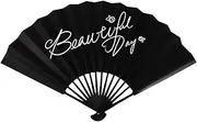 [Generic] Silk Folding Fan - Traditional Hand Paper Fan | Foldable White Traditional Dancing Props for Decor Event Party Dance Decoration Supplies