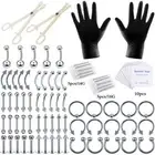 Silver Professional Piercing Kit Stainless Steel Navel Eyebrow Nose Needles Set