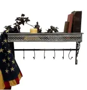 Country Tin Bath Shelf and Towel Bar Shabby Chic Vintage Style