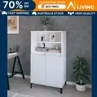 Highboard High Gloss White 60x36x110 cm Engineered Wood Storage Cabinet Fu 21230