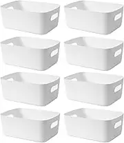 Storage Bin Organizer Basket, 8 Pcs Basket Cabinet Organizer Stackable, 9.64 x 7.09 x 3.94 inch Food Storage Containers with Grip Handles