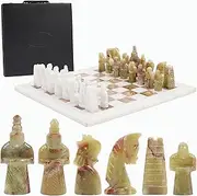 Radicaln Chess Set 15 inches White & Green Antique Handmade Marble - Two Players Staunton Table Board Game for Adults