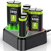 4x3200mAh Xbox Controller Battery Packs, Compatible with Xbox Series X/Xbox Series S/Xbox One/Xbox One S/X/Elite Controller, Rechargeable Battery kit with Station & Type-C Cable