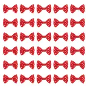 100Pcs Bright Red White Dot Polka Dot Ribbon Bow Ties 1.5"x1" Mini Bowknot