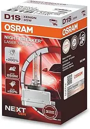OSRAM XENARC NIGHT BREAKER LASER D1S, Next Generation, 200% more brightness, HID xenon bulb, 66140XNN, folding box (1 lamp), white