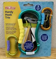 Nuby Handy Hook Trio 3 Piece Set - Used on Stroller Cart Diaper Bag Bottle - NEW