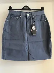 BooHoo Short Denim Skirt Frayed Hem Blue Size 8